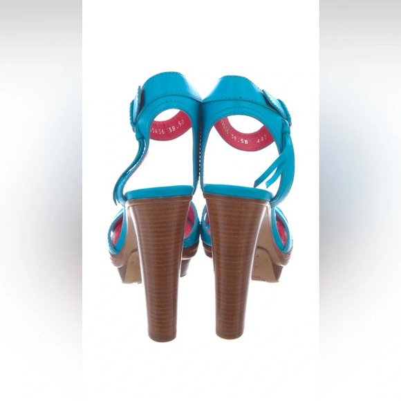 Ralph Lauren Collection Leather blue sandals.  Size 8.5 . Made in Italy - Picture 4 of 5